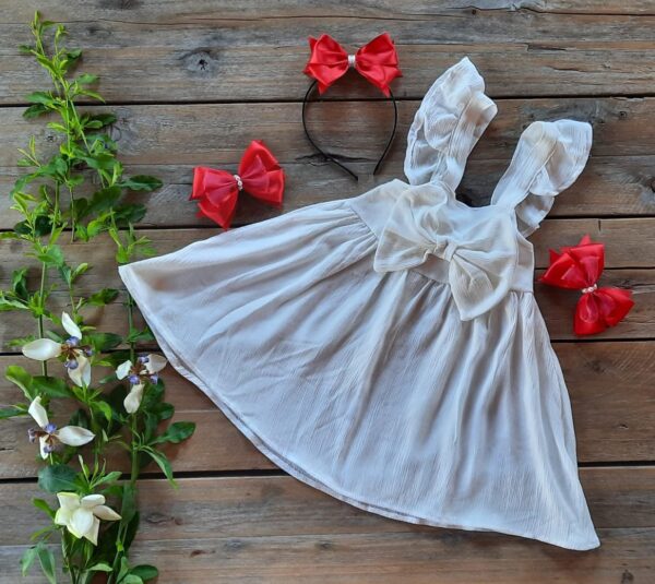 Vestido con Moño. En color Blanco, Rojo o Estampado. - Image 4