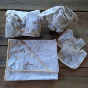 Set de Algodón Pima con accesorios en Bolsita de Tul.  Set N° 2