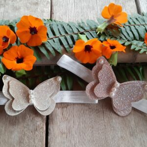 Vincha Para Beba de Elástico con Mariposa
