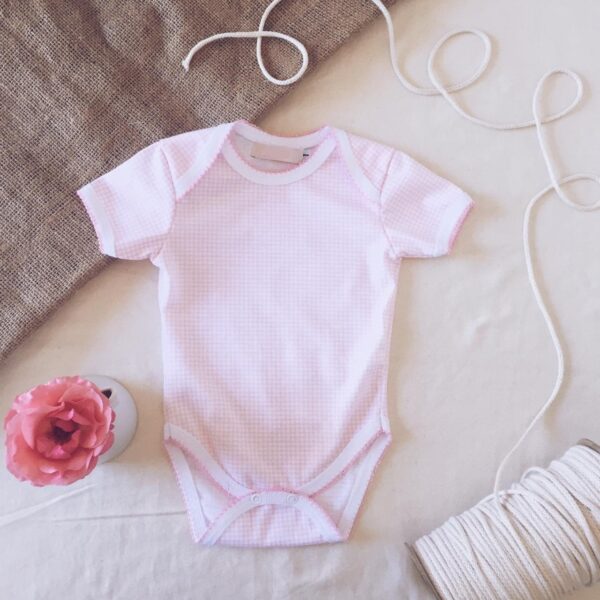 Body Beba en Jersey a Cuadrille Rosa.