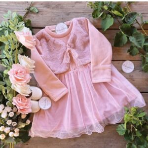 Vestido Manga Larga con Tul