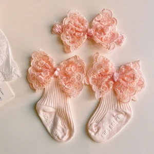 Set Moño Broderie Salmón