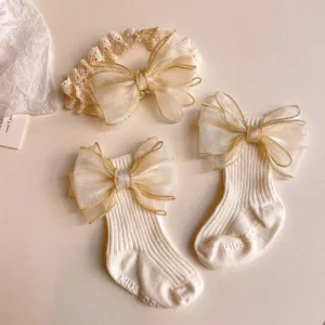 Set Moño Beige y Dorado