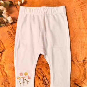 Calza de Algodón Flores Bordadas